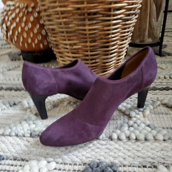 Ecco Shoes - ECCO Alicante Shootie Dress Booties Purple Suede Heel Slip-On Women’s 10-10.5/41